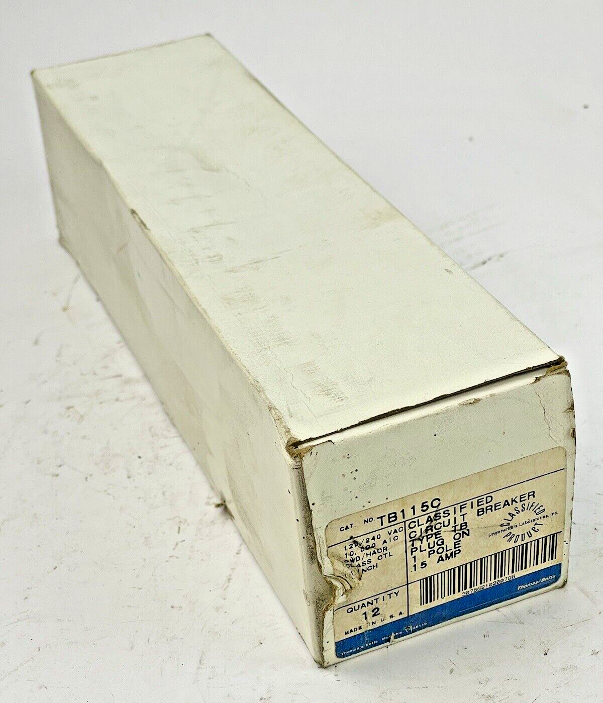 T&B THOMAS&BETTS *BOX OF 12* - TB115C - CIRCUIT BREAKERS -15A/1POLE/240VAC - NEW
