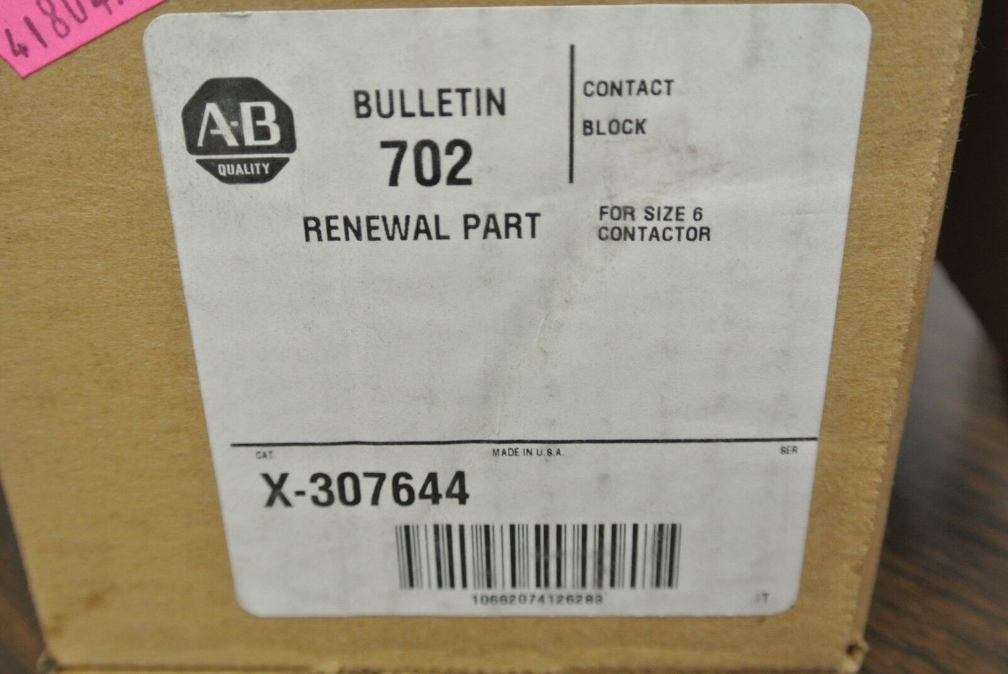 ALLEN-BRADLEY X-307644 CONTACT BLOCK / SIZE 6 / BULLETIN 702 / NEW SURPLUS