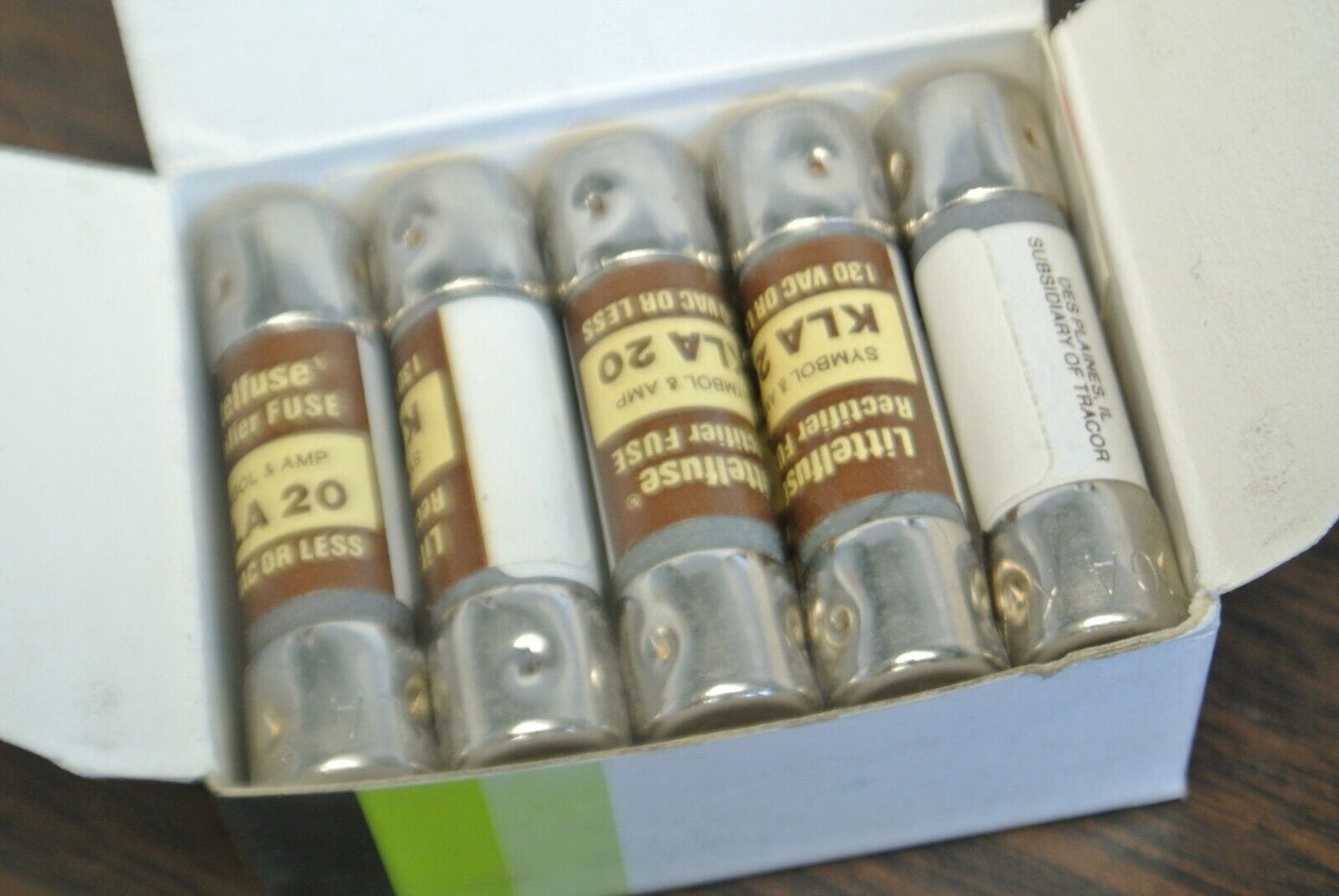 BOX of 10 / LITTELFUSE KLA20 RECTIFIER FUSE / 20A / 130V / NEW SURPLUS