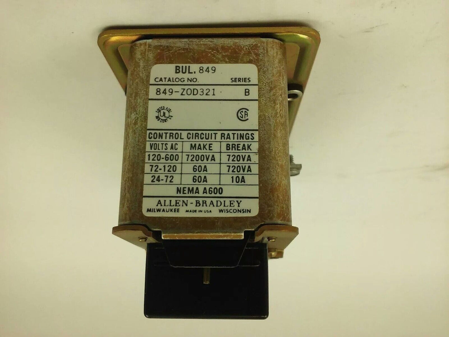 ALLEN BRADLEY 849-ZOD321, SER. B, PNEUMATIC TIMING RELAY, 120V-60HZ, NEW