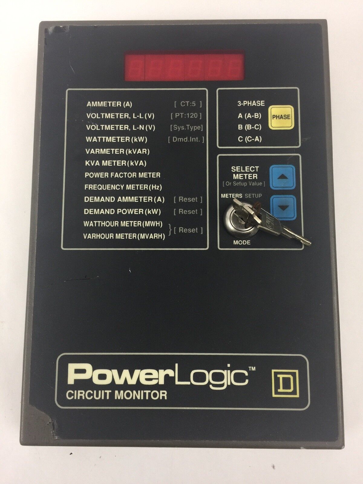 SQUARE D CM-150 POWER LOGIC CIRCUIT MONITOR 120 VAC 0.5 AMP 50/60 HZ CLASS 3020