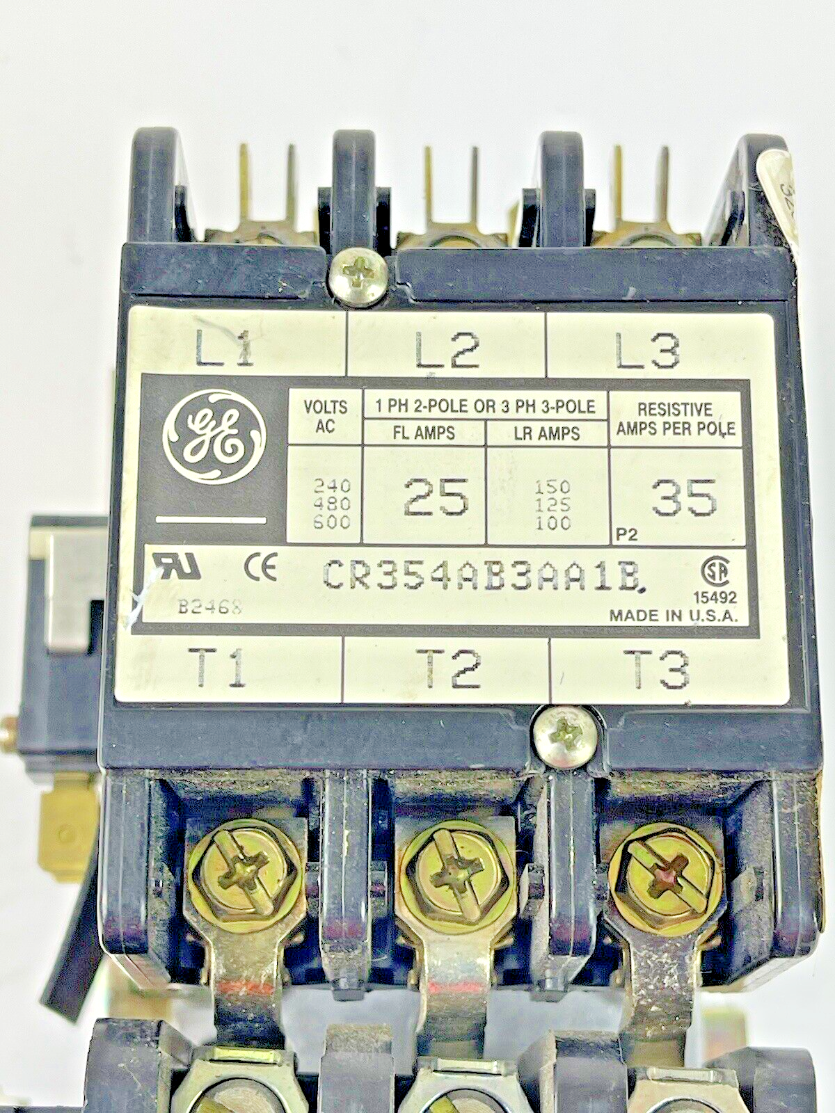 GE GENERAL ELECTRIC - CR354AB3AA1B - MOTOR STARTER -1 PH, 2 POLE, OR 3 PH 3 POLE