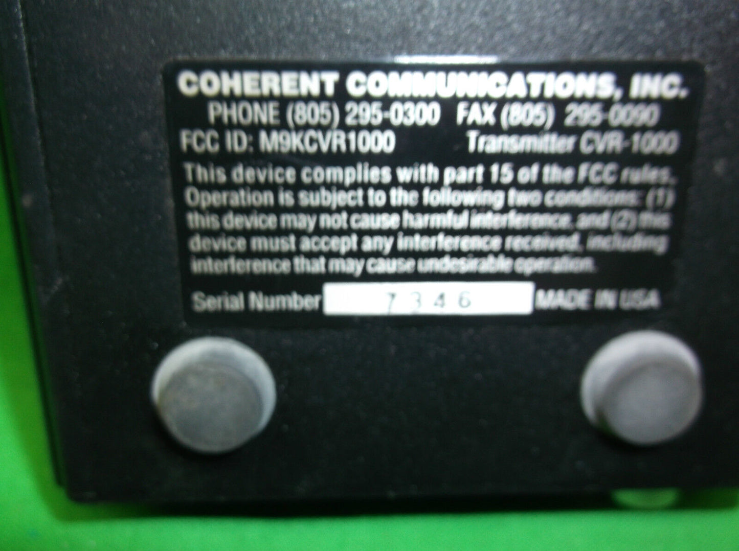 COHERENT COMMUNICATIONS VIDEO AND AUDIO RECEIVER CVR-1000