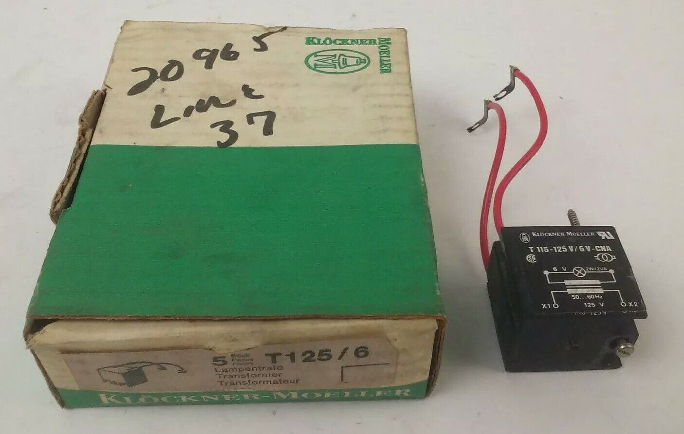 KLOCKNER MOELLER T125/6-CNA TRANSFORMER T125/6 125V 50/60HZ (NO BOX)