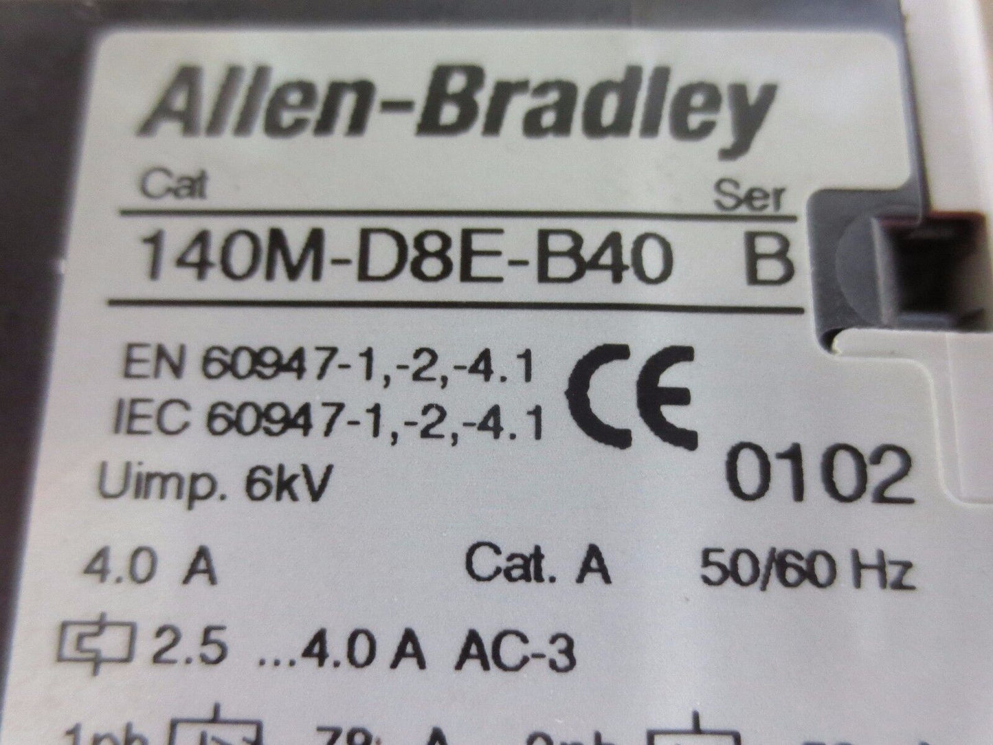 ALLEN-BRADLEY 140M-D8E-B40, Ser. B MOTOR PROTECTOR CIRCUIT BREAKER