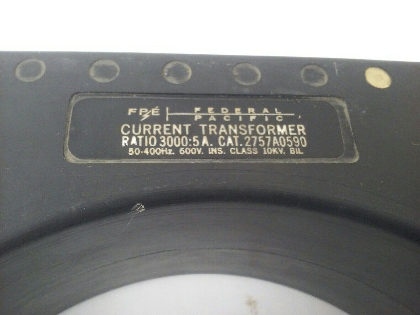 FPE 2757A0590 CURRENT TRANSFORMER RATIO 3000:5A 600V 50-400HZ 10KV