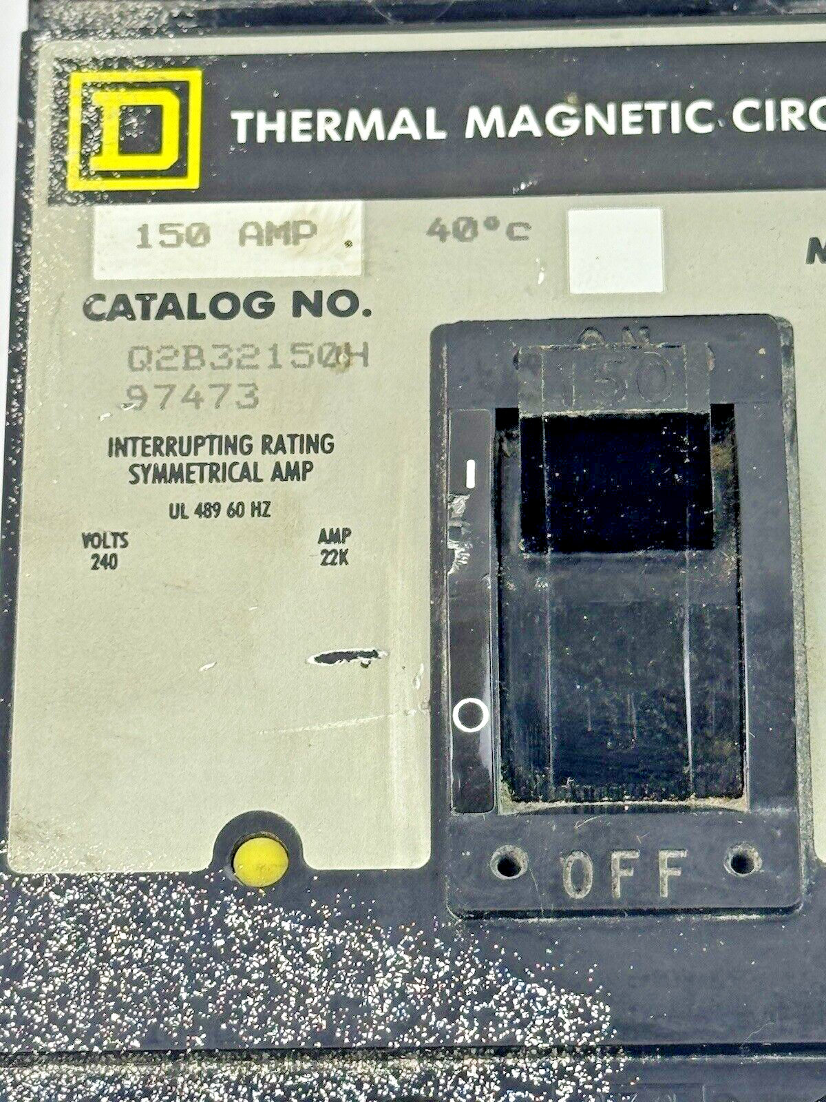 SQUARE D - Q2B32150H - THERMAL MAGNETIC CIRCUIT BREAKER - 3 POLE/ 150 A/ 240 VAC