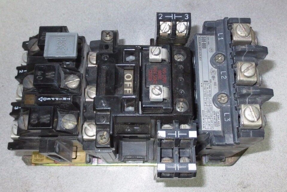 ALLEN-BRADLEY 509-BOD Ser. B FULL VOLTAGE NON-REVERSING STARTER + 595-A, 595-AA
