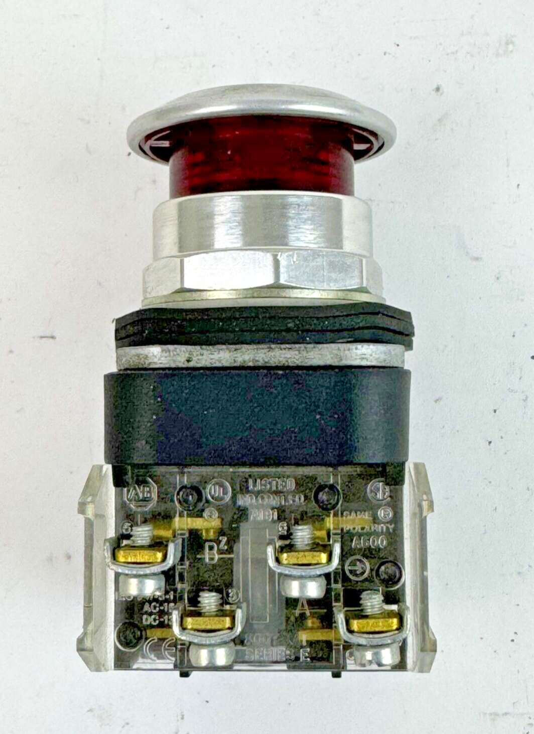 ALLEN-BRADLEY - 800T-FXQ24RAA1 SER. T - RED MUSHROOM PUSH/PULL BUTTON W/ BLOCK