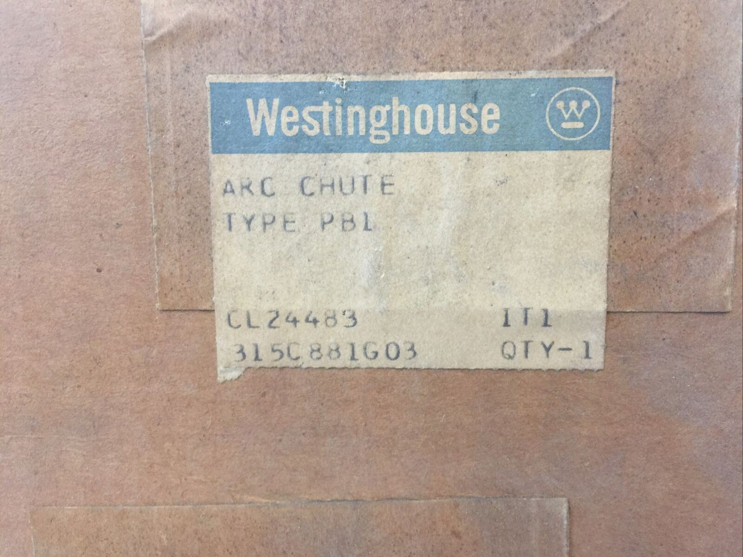 WESTINGHOUSE ARC CHUTE TYPE PB1 CL24483 315C881G03