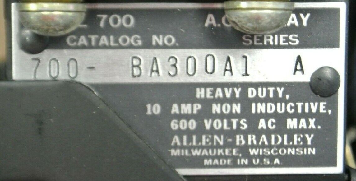 ALLEN-BRADLEY 700-BA300A1, Series A / RELAY / 3-POLE / N.O. / 120V / NEW SURPLUS
