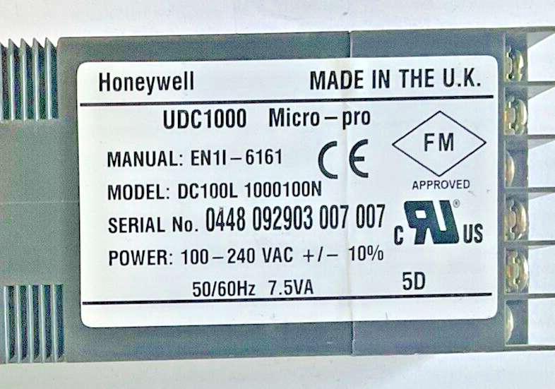 HONEYWELL UDC100LMICOR-PRO TEMPERATURE CONTROLLER 240VAC 50/60HZ 7.5VA