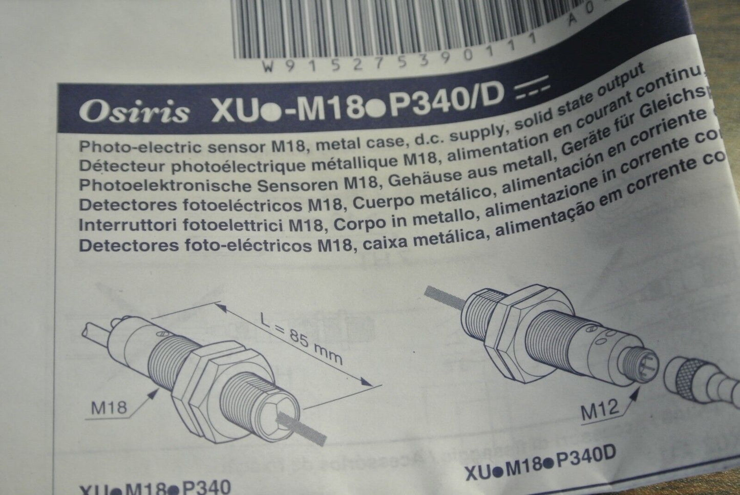 TELEMECANIQUE XU2 M18PP340D PHOTOELECTRIC SENSOR 12...24VDC - NEW SURPLUS