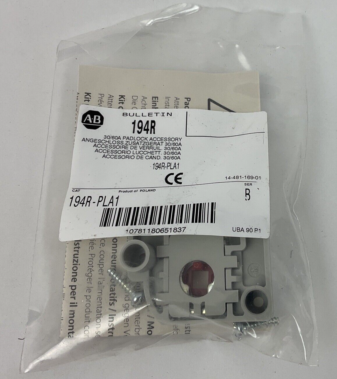 ALLEN BRADLEY 194R-PLA1 30/60A PADLOCK ACCESSORY SER.B ***LOTOF4***