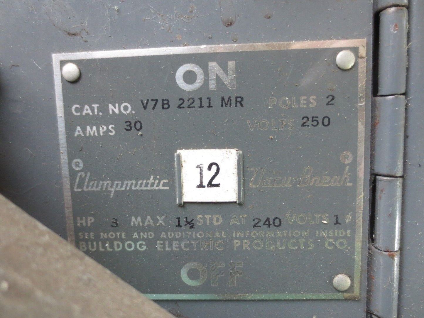 I-T-E V7B2211MR VACU-MATIC TWIN PANELBOARD SWITCH - 250V, 30A, 2P