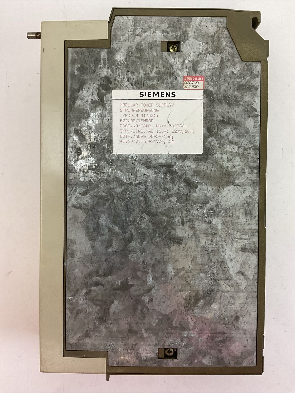 SIEMENS E220G5/15WRGD MODULAR POWER SUPPLY OUTPUT 24VDC 35A INPUT 110/220VAC