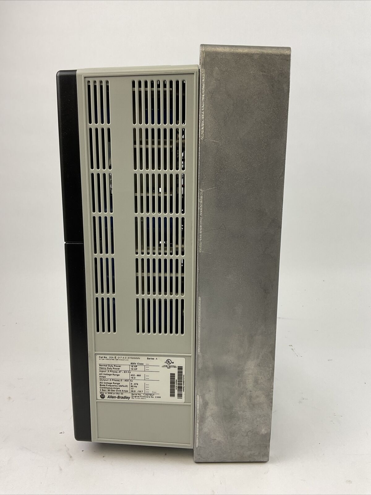 ALLEN BRADLEY 20AE017A0AYNNNNN AC DRIVE F/W 2.008 SER A 15HP OUTPUT 0-575VAC 3PH