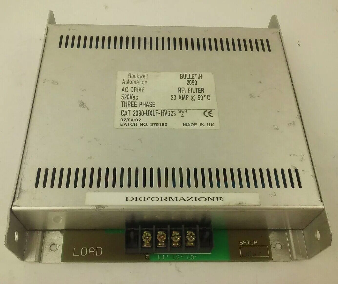 ROCKWELL, 2090-UXLF-HV323, AC DRIVE, 520VAC, 3PH, RFI FILTER, 23AMP @ 50C,
