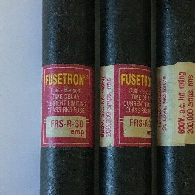 FUSETRON FRS-R-30 DUAL ELEMENT TIME DELAY CLASS RK5 600VAC 30A***LOTOF3***