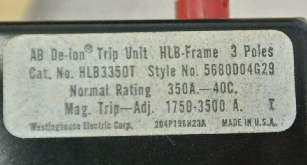 WESTINGHOUSE HLB3350T TRIP UNIT / for AB DE-ION CIRCUIT BREAKER / NEW SURPLUS