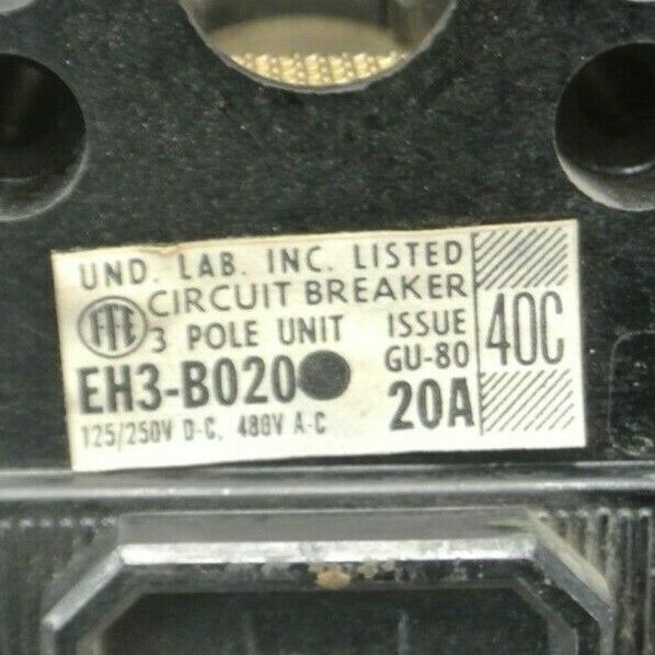 I-T-E / SIEMENS EH3B020 CIRCUIT BREAKER / 480V / 20A / 3 POLE SHIPS FREE to USA