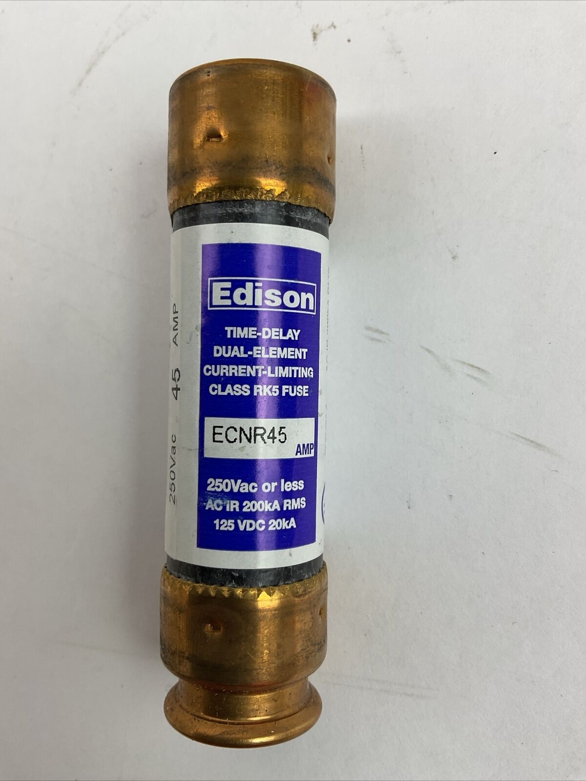 EDISON ECNR45 TIME-DELAY DUAL-ELEMNT FUSE 45AMP 250VAC 125VDC (LOT OF 8)