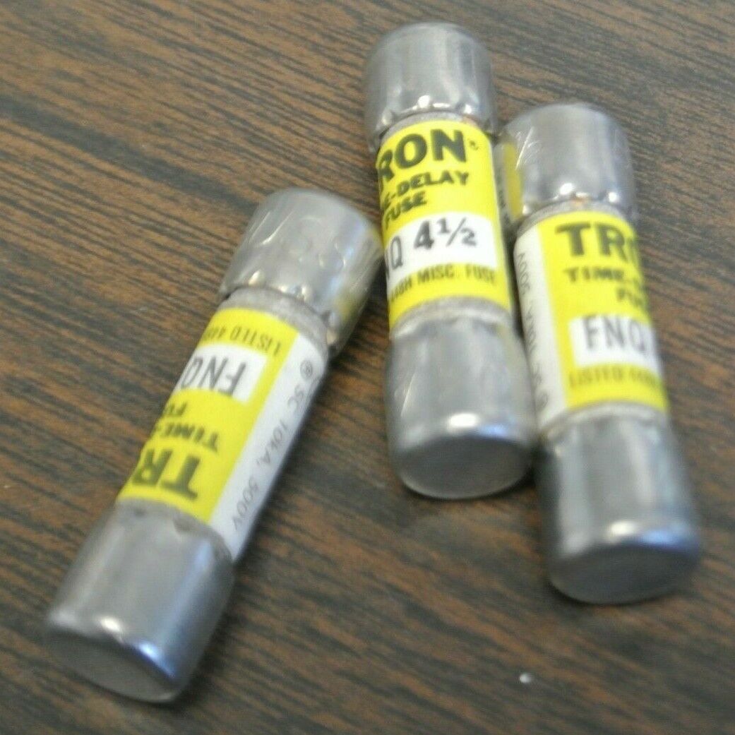 LOT of 3 / BUSS FNQ-4-1/2 TIME-DELAY FUSE 4-1/2A / 500V / NEW SURPLUS