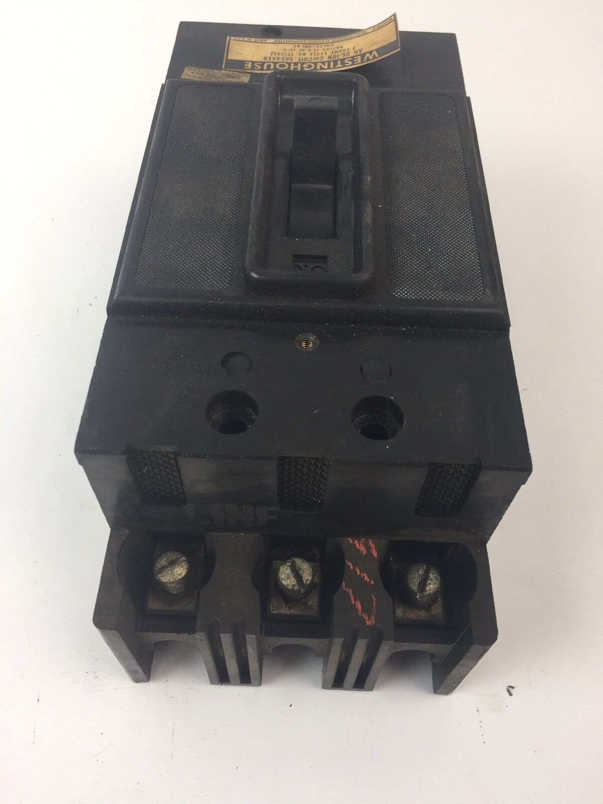 WESTINGHOUSE 1222032 AB DE-ION CIRCUIT BREAKER 15A 600VAC 3 POLE