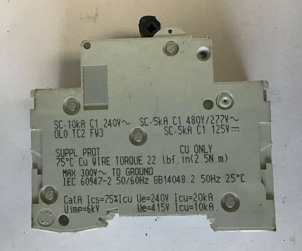 SCHNEIDER C60 C15A CIRCUIT BREAKER MULTI 9 480/277VAC 125VDC