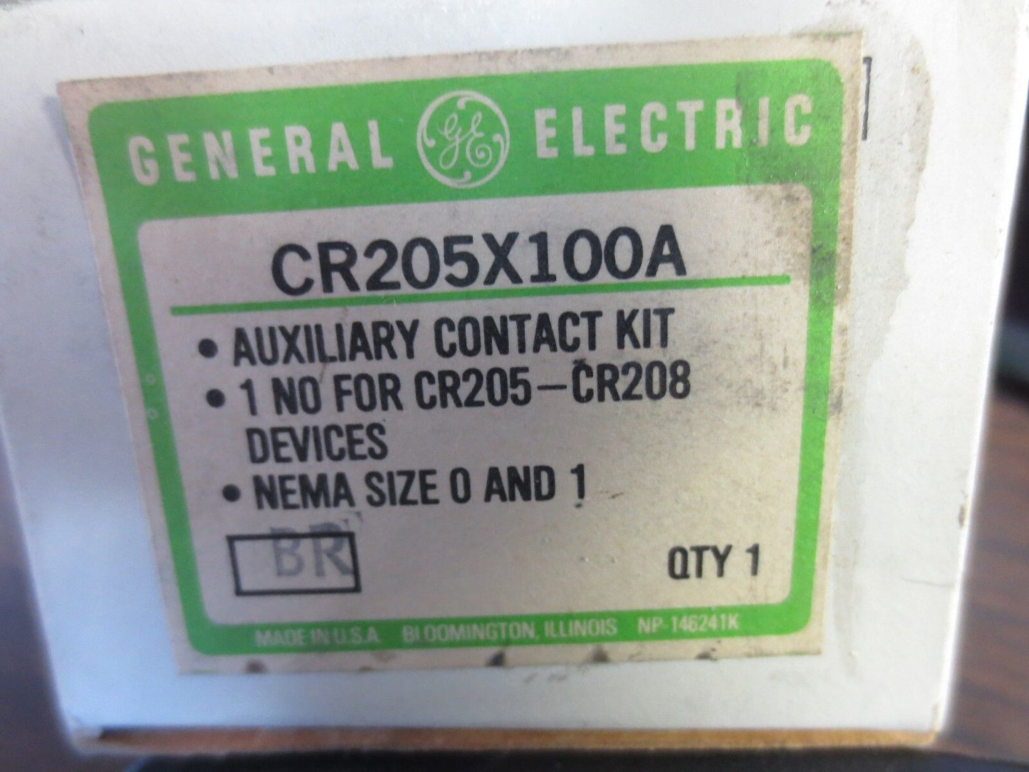 GENERAL ELECTRIC CR205X100A AUXILIARY CONTACT KIT - 1 N.O. - NEW SURPLUS