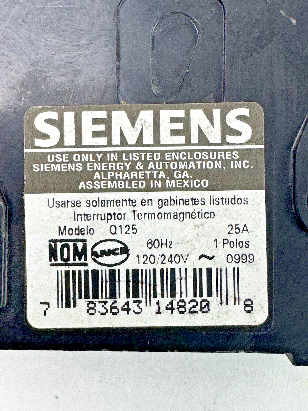 SIEMENS **LOT OF 2** - Q125 - CIRCUIT BREAKERS - 25A, 1 POLE, 240 VAC