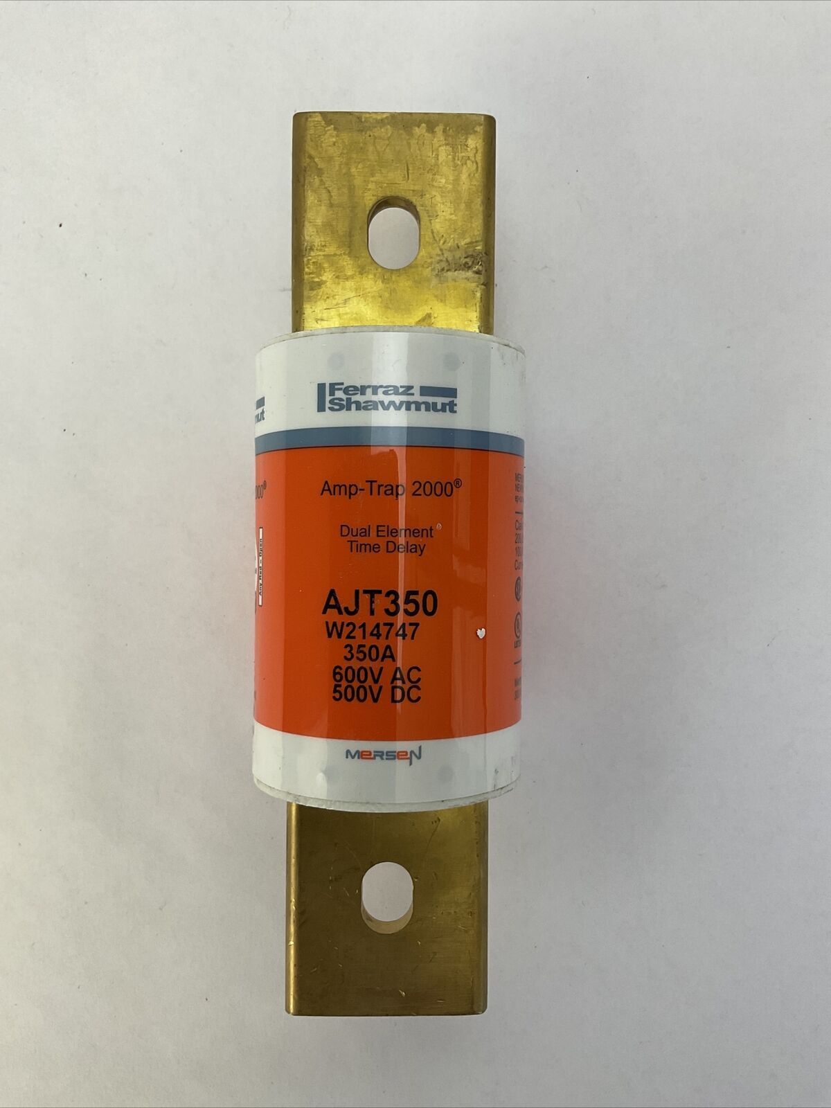 MERSEN AJT350 AMP-TRAP 2000 SMART SPOT FUSE 350A 600VAC 500VDC DUAL ELEMENT TIME