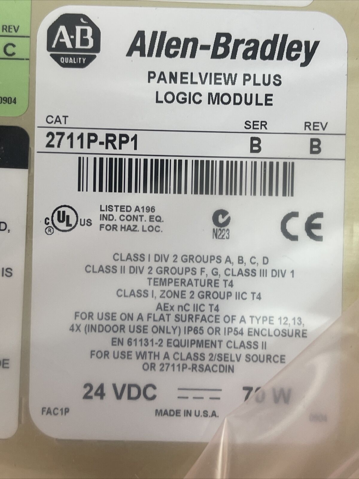 ALLEN BRADLEY 2711P-B10C4D1 10.4" ASSEMBLED TERMINAL SER A REV C PANELVIEW 1000