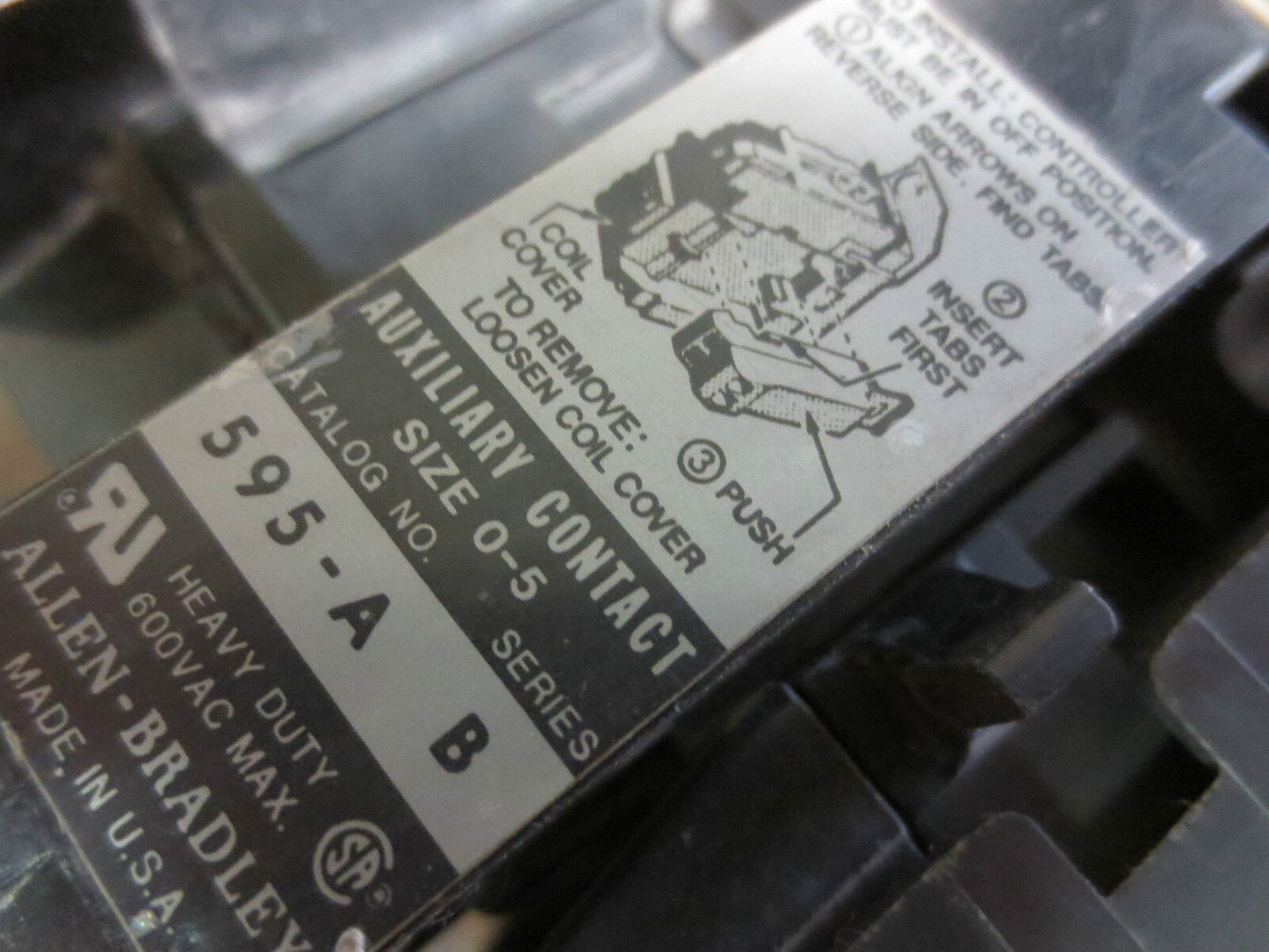 ALLEN-BRADLEY 509-AOD STARTER Ser B w/ W35 HEATERS, CB236 COIL, 595-A AUX CONT