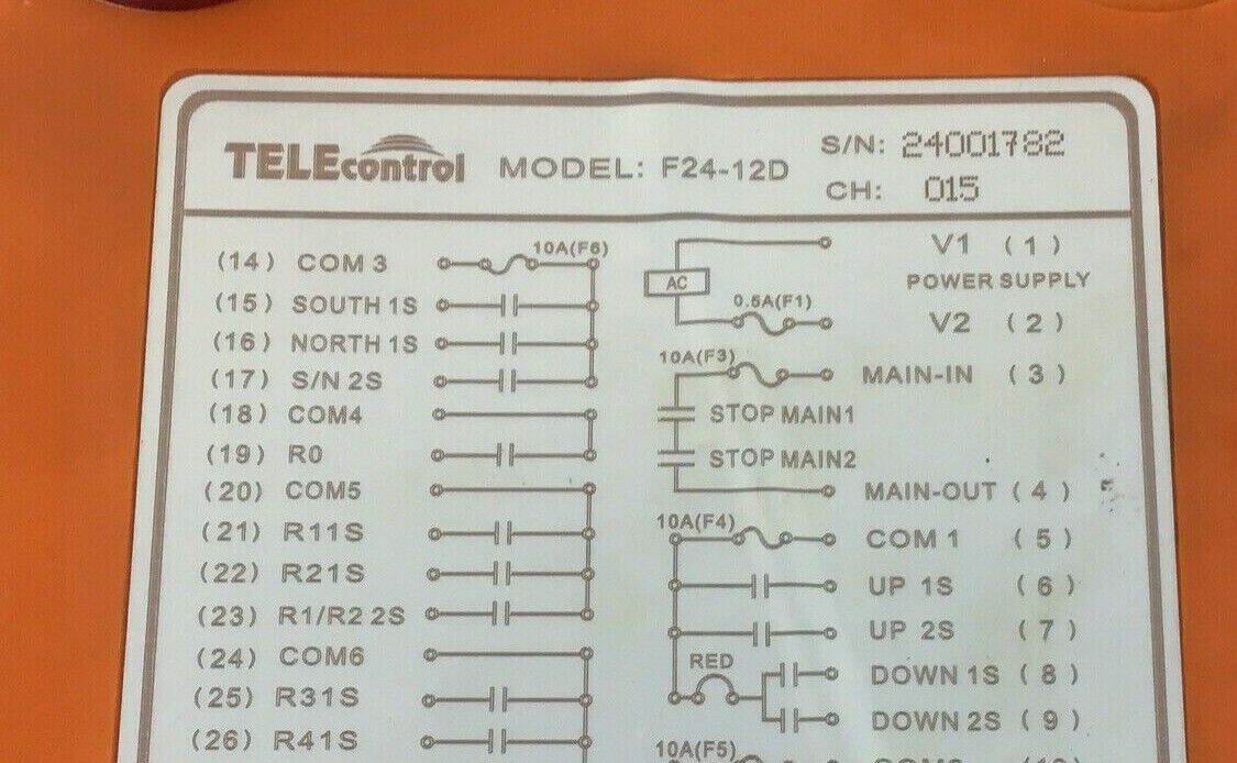 TELECONTROL F24-12D REMOTE CONTROL RECEIVER CH:015 65V-440V W/F24-12D TX REMOTE