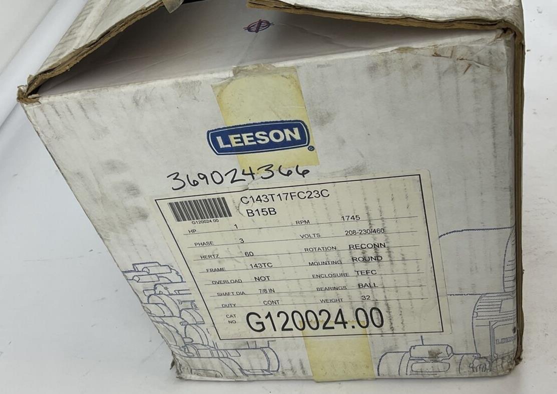 LEESON G120024.00 MOTOR C143T17FC23C 1745RPM 60HZ 1HP 460V FR143TC