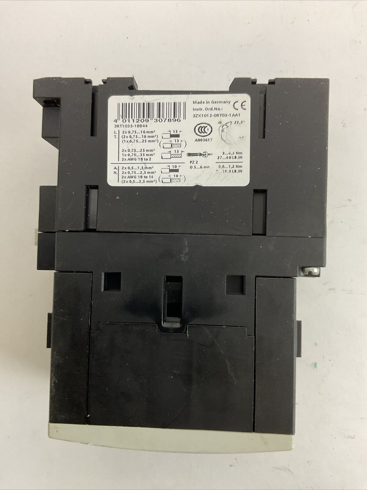SIEMENS 3RT1035-1BB44 CONTACTOR 55A 600VAC 3PH 40HP COIL 24VDC