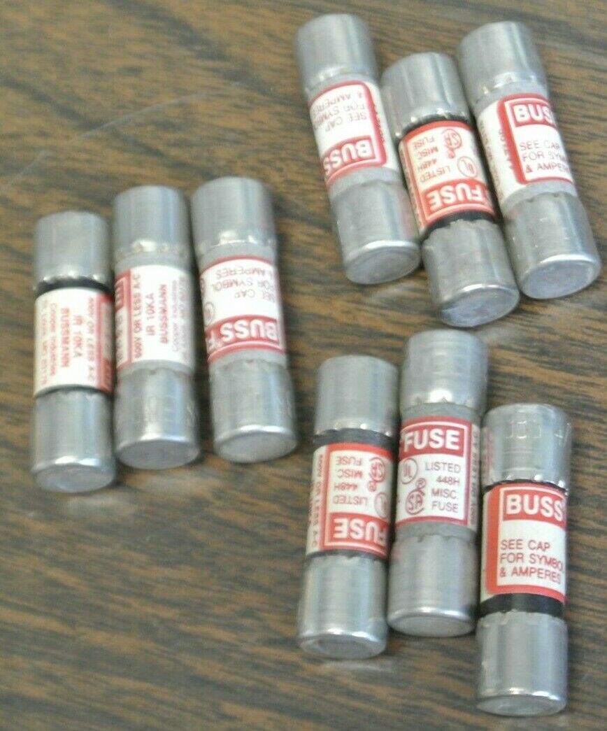 LOT of 9 / BUSS BBS4/10 MIDGET FUSE / 4/10A / 600V / NEW SURPLUS / BBS 4/10