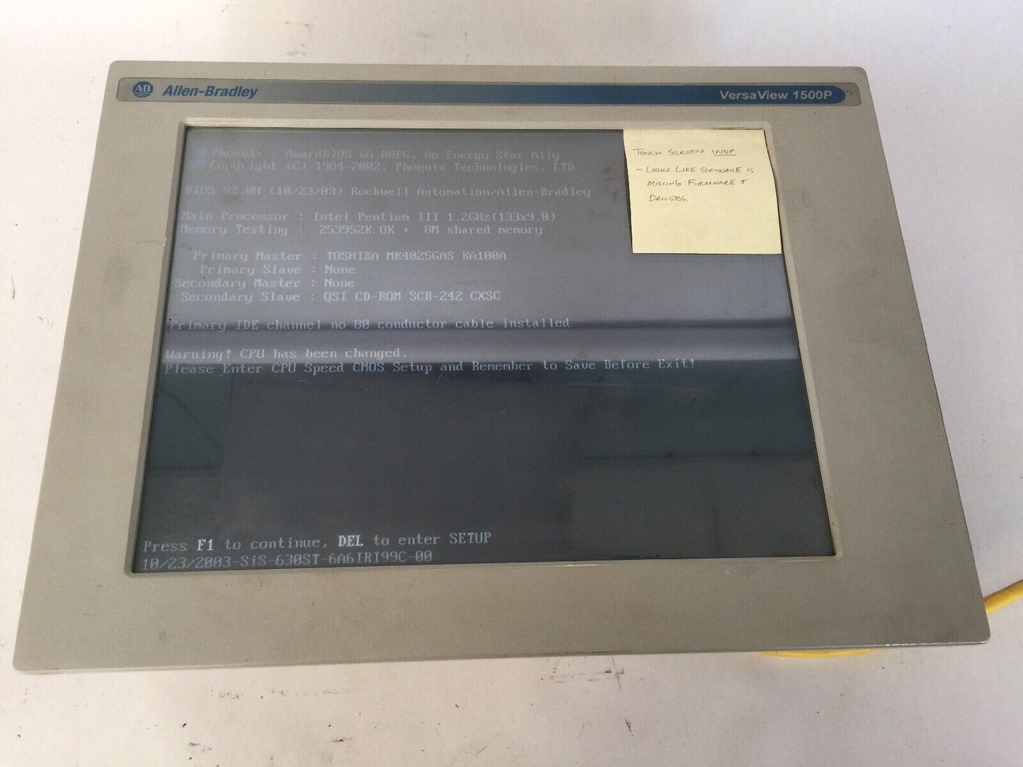 ALLEN BRADLEY 6181P-15TS2KH VERSAVIEW 1500P 100-240VAC 1.0-0.42A 50/60HZ 100VA