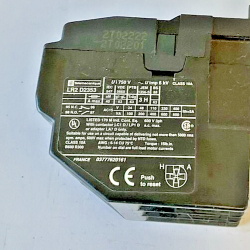 TELEMECANIQUE SQUARE D LR2 D2353 OVERLOAD RELAY