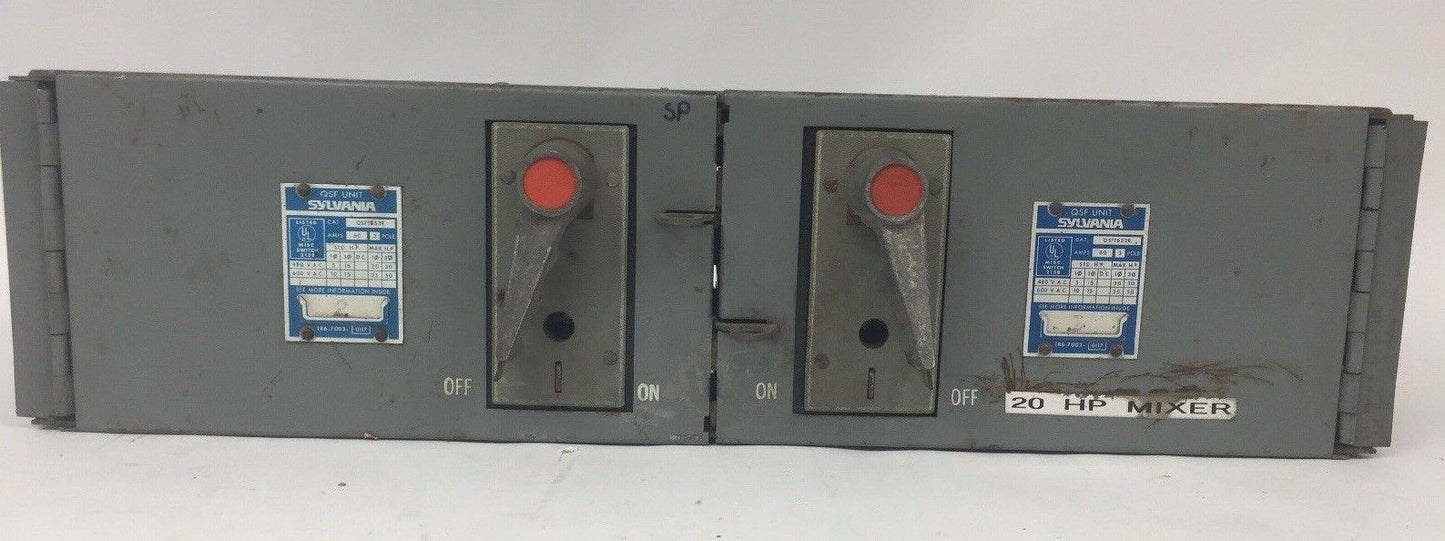 SYLVANIA QSFT653R FUSIBLE TWIN PANELBOARD SWITCH 600VAC 60A 3 POLE