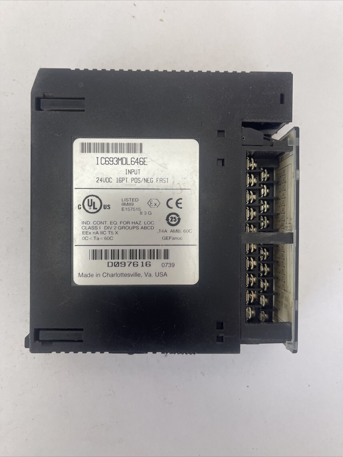 GE FANUC IC693MDL646E INPUT 24VDC 16PT POS.NEG FAST MODULE