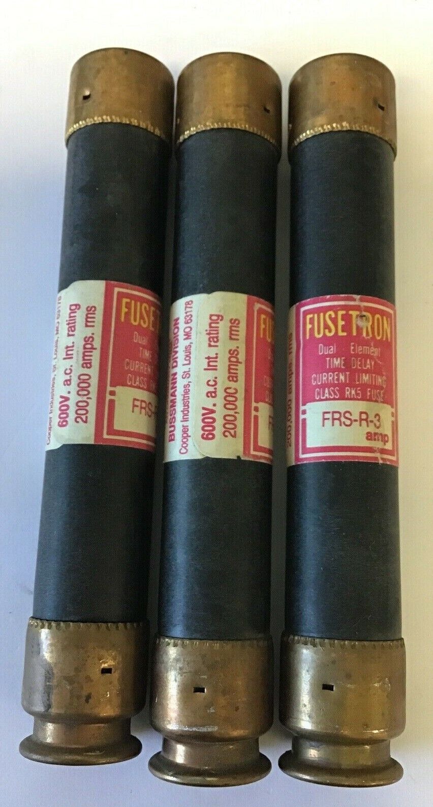 FUSETRON FRS-R-3 DUAL ELEMENT TIME DELAY CLASS RK5 600VAC 3A***LOTOF3***
