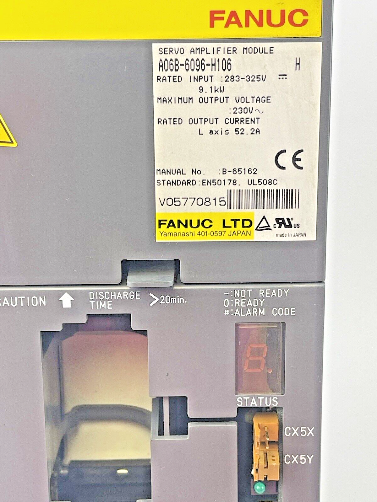 FANUC - A06B-6096-H106 SERIES H- SERVO AMPLIFIER MODULE -283-325V, 9.1kW, 52.2 A