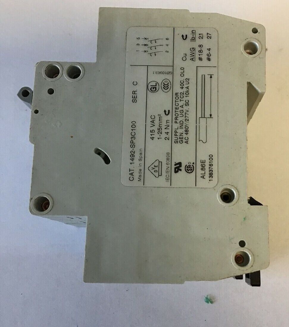 ALLEN BRADLEY 1492-SP3C100 CIRCUIT BREAKER SER.C 415VAC 10A