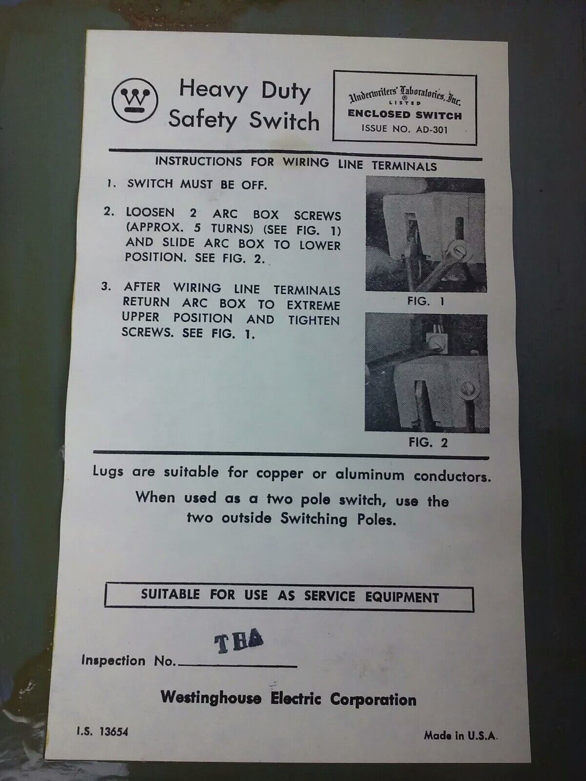 WESTINGHOUSE JHU222 H.D. SAFETY SWITCH NON FUSIBLE, 2PH, 60A, 240V/250DC,NEW JHU