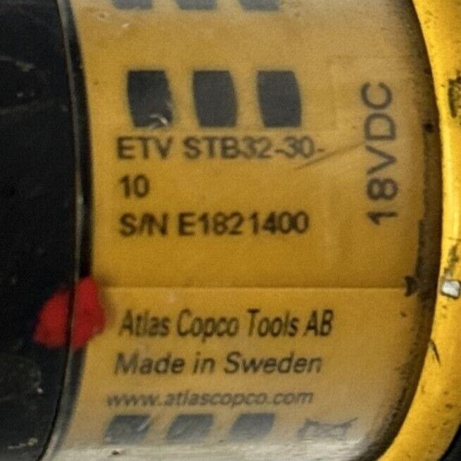 ATLAS COPCO ETV STB32-30-10 NUTRUNNER 18VDC LUBBERING 80121403 10.90mm