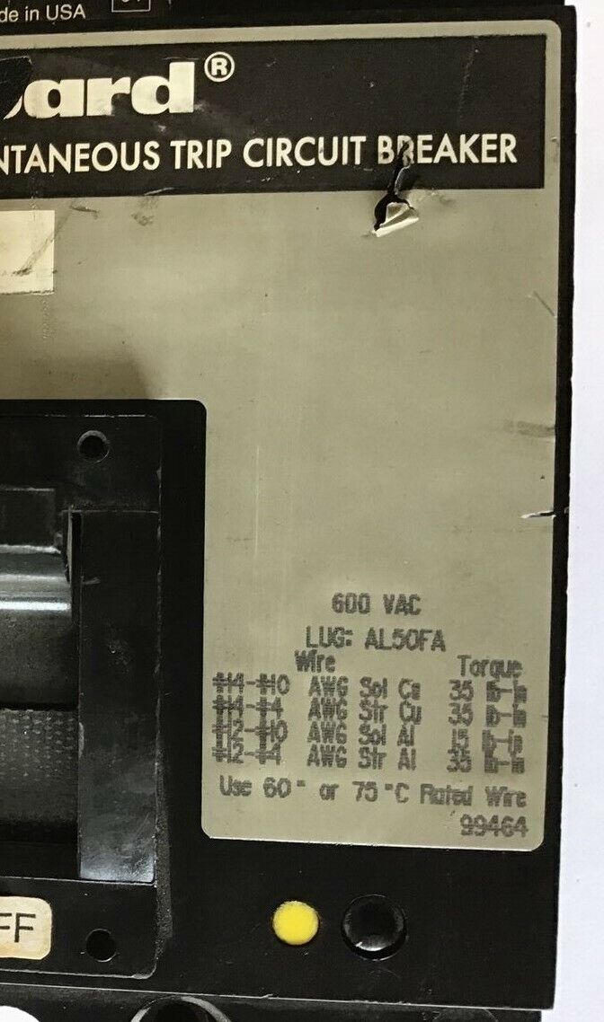 SQUARE D FHP3600311M CIRCUIT BREAKER 600VAC 3A