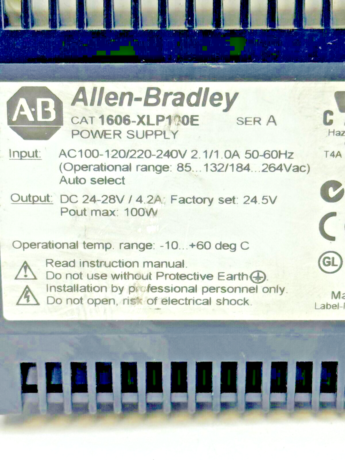 ALLEN-BRADLEY - 1606-XLP100E SER. A - POWER SUPPLY - 100 W, 24 VDC, 4.2A