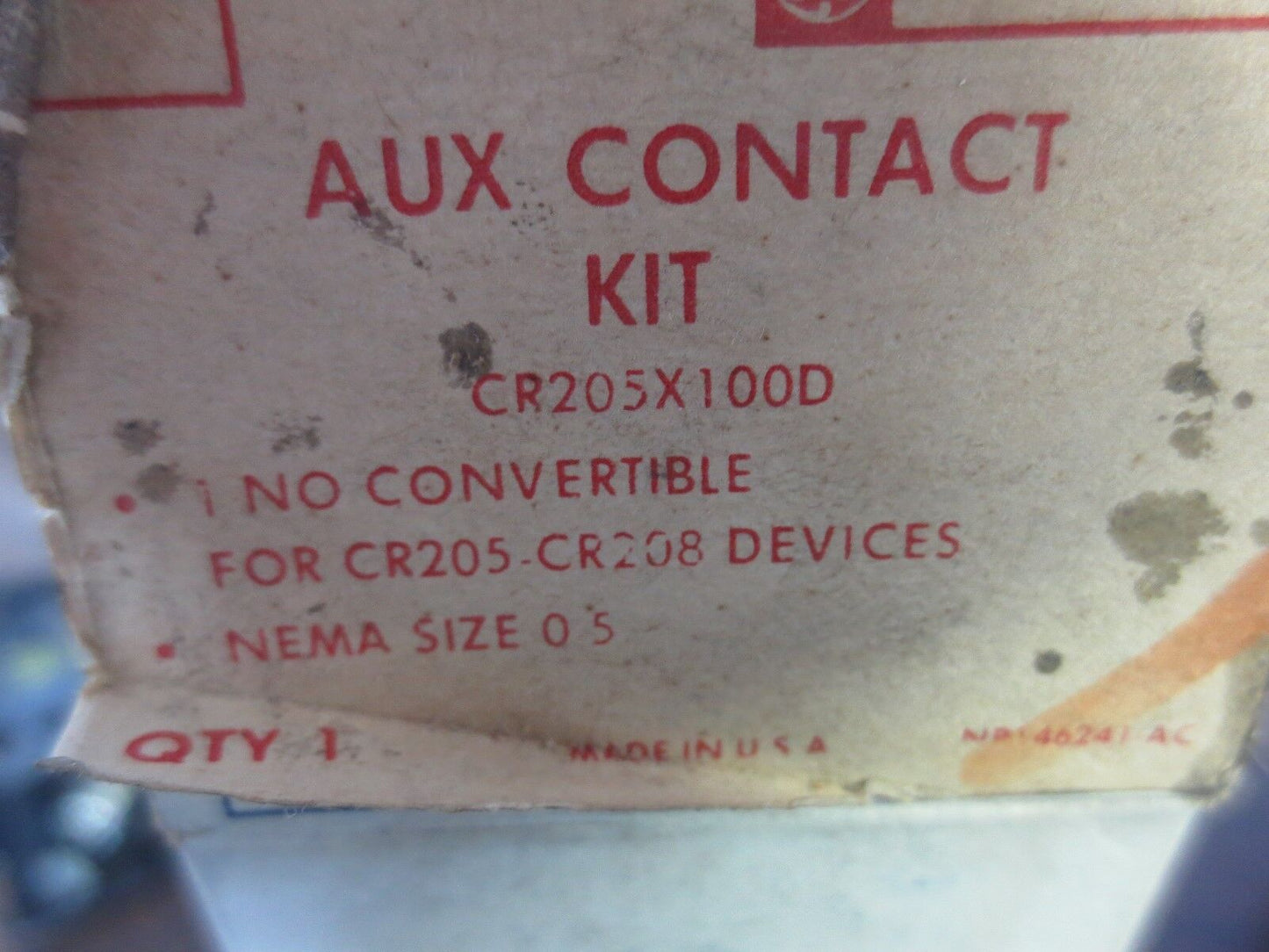 GENERAL ELECTRIC CR205X100D AUXILIARY CONTACT KIT 1 N.O. CONVERTIBLE NEW SURPLUS